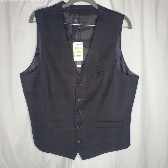 ♡♡ INC Slim Fit Button Up Vest Black Size Medium NWT - Picture 1 of 6